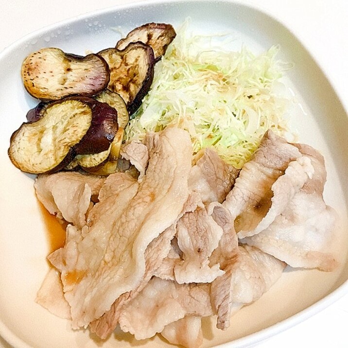 暑い日の夕飯に♪茄子と冷しゃぶのポン酢がけ